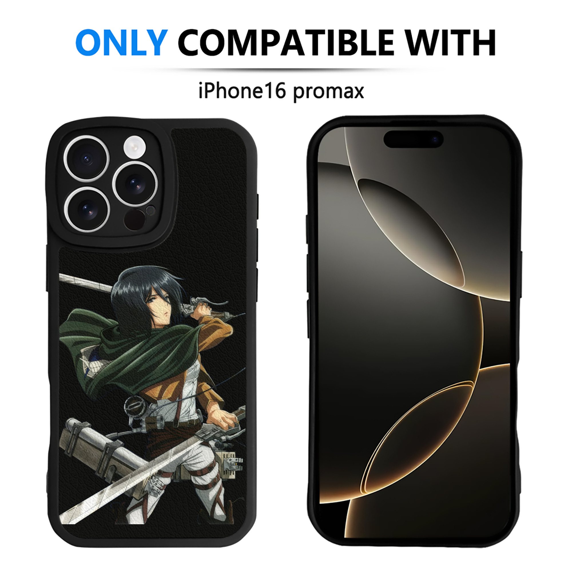 （画像用） 進撃の巨人 ミカサ·アッカーマン Attack on Titan Mikasa Ackerman 【iPhone 16シリーズ対応】シリコンスマホケース（レザー調） 材質：シリコン